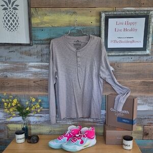 Beige Long Sleeve Henley Shirt